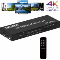 สวิตช์ตัวแยก HDMI 4K 60Hz HDMI Matrix 2X4 2 In 4เครื่องแยกสัญญาณเสียง HDMI 2.0 4X2 Matrix 1080P สำหรับ PS3/4 DVD จอพีซีไปยังทีวี