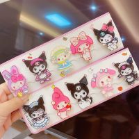 10 Pcs Sanrio My Melody Kuromi Girls Hair Clip Leather Band Wrapped Cloth Side Clip Pink Cartoon Kids Hair Accessories