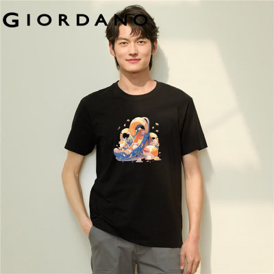 GIORDANO Men Park Series T-Shirts Cartoon Print Summer Tee Crewneck Short Sleeve 100% Cotton Fashion Casual Tshirts 91093175 vnb
