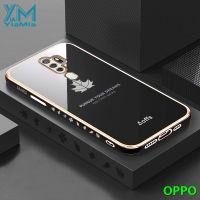 YiaMia สำหรับโทรศัพท์ OPPO A5 2020 A9 2020 A31 A39 A57 2016 A57 4G A57 5G A73 4G A52 A72 A92 A91 A96 5G Reno3 Reno7 Z F11 Luxury Electroplating Maple Leaf กรณีโทรศัพท์ฝาครอบโทรศัพท์ซิลิโคนอ่อนนุ่ม TPU