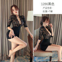 2023 Hot Long Night Sex Lingerie Sexy Lace Hip Dress Uniform Temptation Perspective Night Shop Passion Pajamas Female 1286