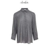 Shaka SS21 Curve-Cuff Twill Shirt-BL-S210511 เสื้อเชิ้ตผ้าทอ Twill เนื้อบางเบา