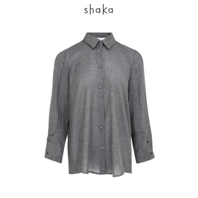 Shaka SS21 Curve-Cuff Twill Shirt เสื้อเชิ้ตผ้าทอ Twill เนื้อบางเบา BL-S210511
