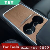 TEY [Hot K] TEY ใหม่สำหรับ Tesla รุ่น3 2021อุปกรณ์เสริมรุ่น Y แผงควบคุมส่วนกลางของรถป้องกันลายไม้คาร์บอนไฟเบอร์แผ่น ABS สามชิ้น