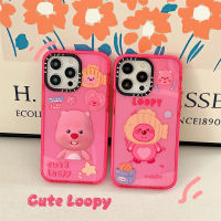 《KIKI》Original glitter CASE.TIFY Loopy Phone Case for iphone 14 14pro 14promax 12 12ProMax 13promax 13 case High-end shockproof hard case Tamias Cute cartoon figure little beaver pattern iPhone 11 case Official New Design Style Pink