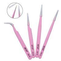 【cw】 VETUS Eyebrow Tweezer Set 12 15 Flat Pink Hair Removal