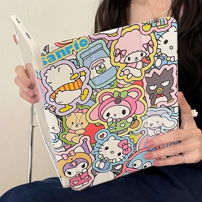 Sanrio Hello Kitty Kuromi พร้อมช่องเสียบปากกาสำหรับ Air 2021 10.9 11 4 Air Ipad ซิลิโคนป้องกัน10.2 6 Ipad Mini Pro เคส