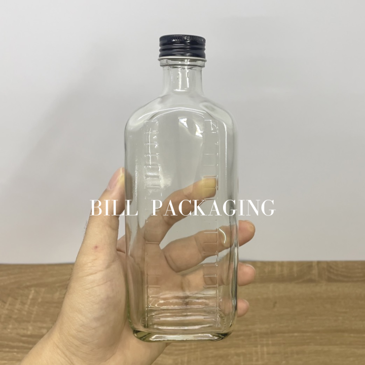 ขวดแก้วแบนทรงสูง-300ml-พร้อมฝา28mm-ฝา7แบบ-รหัสขวด-tg306