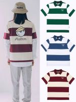 Golf Clothing 2023 Summer Mens And Womens Malbon Golf Wide Striped Lapel Short-Sleeved T-Shirt Polo Shirt New