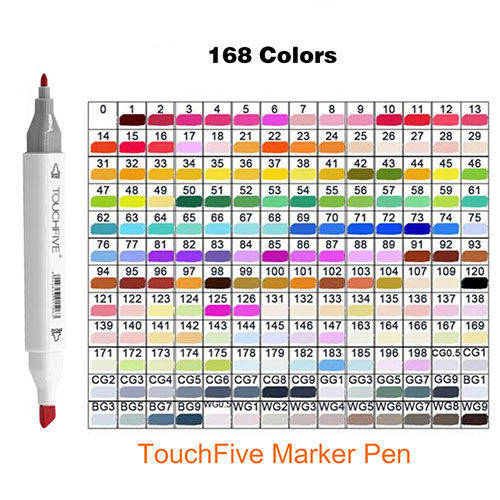 TOUCHFIVE Markers Pen Set 30/40/60/80/168 Color Animation Sketch Draw –  AOOKMIYA