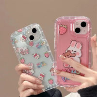 For IPhone 14 Pro Max IPhone Case Thickened TPU Soft Case Cartoon Rabbit Clear Case Shockproof Cute Cartoon Compatible for 13 Pro Max