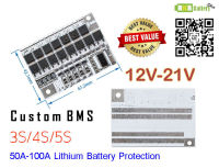 [พร้อมส่ง] (3.2v/3.7) 12v-18v Custom BMS 50A-100A 18650 32650 Li-ion Lifepo4 Phosphate Battery Protection w/Balance