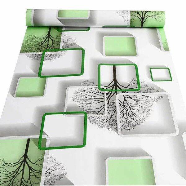 Wallpaper Dinding Stiker Motif Kotak Hijau Elegant 45cm x 1m Wallpaper