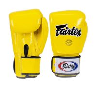 Fairtex Boxing Gloves Gloves BGV1 YELLOW Leather 8-10-12-14-16 oz. นวมแฟร์เท็กซ์ หนังแท้ BGV1 เหลือง ของแท้ นวมต่อยมวย