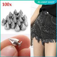 GYHTEP SHOP 100pcs/set 9.5mm DIY เสื้อผ้า/กระเป๋า/รองเท้า/หนัง เย็น หมุดย้ำ Spikes Screwback กรวยกระดุม สไตล์พังก์