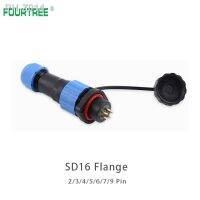 SD16 Flange IP68 Waterproof Cable Connectors Plug Socket Male And Female 2 3 4 5 6 7 9 Pin Aviation Quick Connection