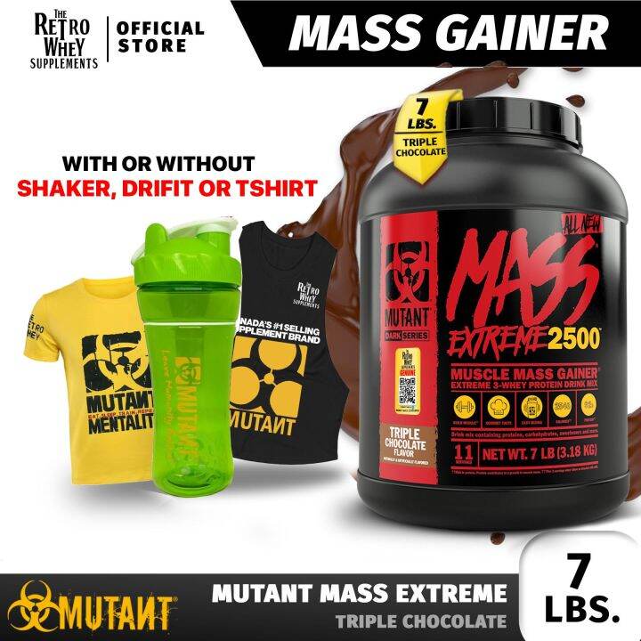 Mutant Mass Extreme 2500 Bag Of 6lbs Tub Of 7lbs With Or Without Shaker Tshirt Or Drifit 0432