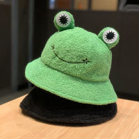 [hot]Cute Frog Fisherman Cap Autumn and Winter Plus Velvet To Keep Warm Japanese Cartoon Student Hat Womens Hats