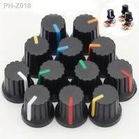 20pcs Shaft Hole Dia Plastic Threaded Knurled Potentiometer Knobs Caps Switch Knob