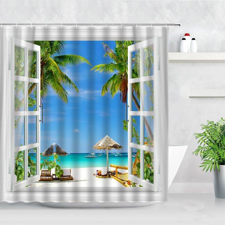 creative-tropical-plant-ocean-landscape-shower-curtain-beach-palm-trees-flowers-natural-scenery-fabric-bathroom-decor-curtains