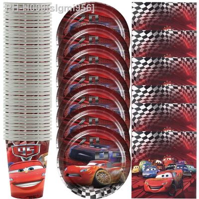 60pcs/lot Cars Lightning McQueen Theme Tableware Set Birthday Party Plates Cups Dishes Decoration Baby Shower Napkins Towels