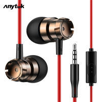 ANYTEK In-ต่างหูระย้า-ชุดหูฟังควบคุมพร้อมหูฟังเอียร์บัดเพลง Hifi ไมโครโฟนเบสสำหรับโทรศัพท์มือถือคอมพิวเตอร์ Mp3สากล