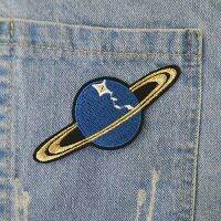 AHYONNIEX Brand Blue Saturn Space Planet Patches Iron On Repair Embroidery Badge Clothing Sticker Paste Sealants