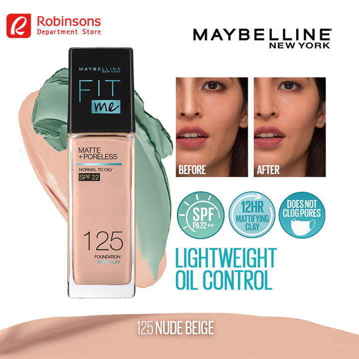 Maybelline Fit Me Matte + Poreless Liquid Foundation (Blistered) 125 ...