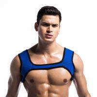 Mens Harness Tanks Top ยางเกย์ Fetish ไหล่หน้าอกกล้ามเนื้อสายรัดเข็มขัด Hombre ชุดชั้นใน Exotic Clubwear