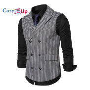 Cozy Up New Men s Suit Vest Double Breasted Casual Striped Double Breasted