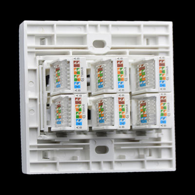 [Auto Stuffs] 86ประเภทสี่พอร์ต RJ45 Cat5e เครือข่าย LAN PANEL SOCKET Keystone faceplate 6พอร์ต