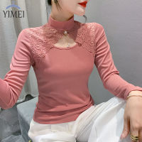 YIMEI Guangzhou เสื้อยืดผู้หญิงสวยฉบับภาษาเกาหลี2023ใหม่เสื้อท่อนล่างแฟชั่นฤดูใบไม้ร่วงฤดูหนาว