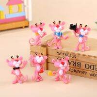 Mylb 6Pcs/Sets Pink Panther Toys Dolls Pinkpanther DIY Key Buckle Indoor Micro Landscape Decoration