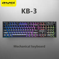 Awei KB-3คีย์บอร์ดสำหรับเล่นเกมแบบมีสายเมมเบรนแบ็คไลท์ RGB ปุ่มสำหรับเล่นเกมต่อต้าน Ghosting กันน้ำกันฝุ่นคีย์บอร์ดเล่นเกมเข้ากันได้กับพีซี