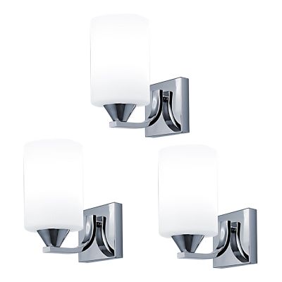 3X Modern Glass LED Light Wall Sconce Lamp Lighting Fixture Indoor Bedroom Decor,Single Head Without Switch White