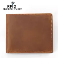 【☊HOT☊】 ehun8 Vintage Designer Rfid การปิดกั้นรองเท้าผู้ชายหนังแท้ Bifold บางกระเป๋าสตางค์สั้นชายกระเป๋าสตางค์แบบมีคลิปหนีบเงินบัตรเครดิตกระเป๋า