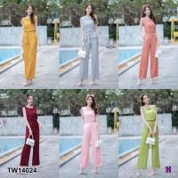 MM14024 Set 3 ชิ้น เสื้อแขนกุด+กางเกงขายาว+โบว์ผูกผม.Set of 3 pieces. Sleeveless shirt + long pants + hair bow..