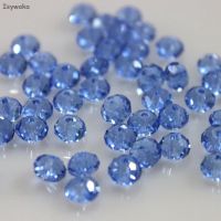 Isywaka Light Blue Colors 4x6mm 50pcs Rondelle Austria faceted Crystal Glass Beads Loose Spacer Round Beads for Jewelry Making