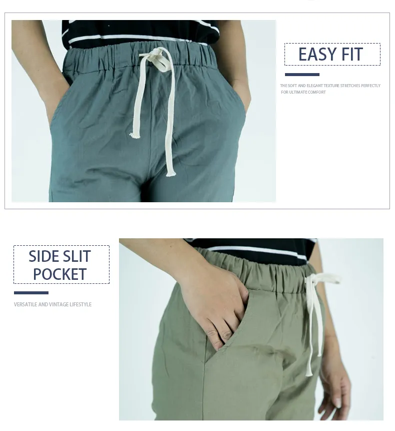 CY 112 Women pants Casual Summer Cotton Linen Lady Ankle-length Capris  Trousers Pencil Pant / Seluar