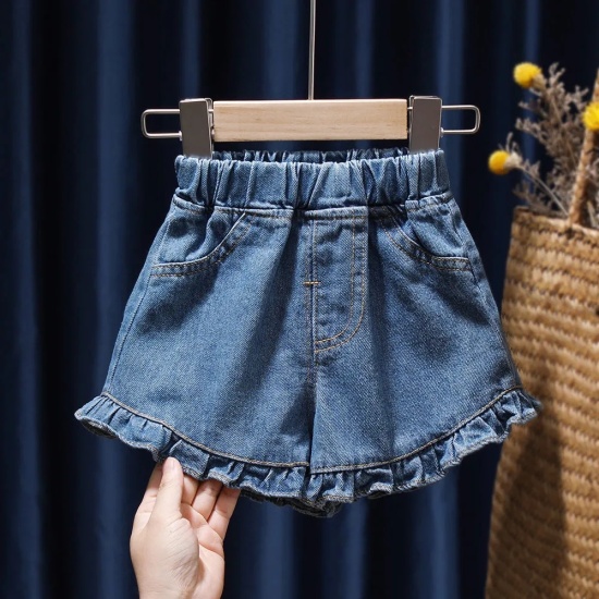 2022 summer new 1-6 year old girls lace bow denim shorts middle and small - ảnh sản phẩm 6