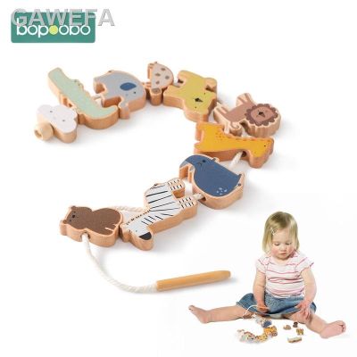 Kayu U U U Mainan Thewan Threading Mainan Blok Papan Permainan Montessori Tangan-Pada Kemampuan Pendidkan Anak-Anak Blok Hadiah