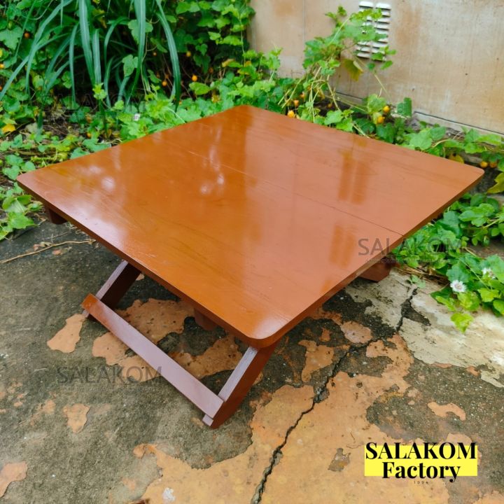 slk-โต๊ะพับญี่ปุ่นไม้สักทอง-โต๊ะนั่งกินข้าว-โต๊ะกาแฟ-ทรง-สี่เหลี่ยม-70-70-สีน้ำตาล