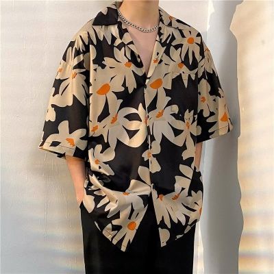 เสื้ออโลฮาชายหาดพิมพ์ลายดอกไม้เขตร้อนเสื้อฮาวายสำหรับผู้ชาย XXXL ชุดสตรีทแวร์แขนสั้นเสื้อฮาวายชายฤดูร้อน