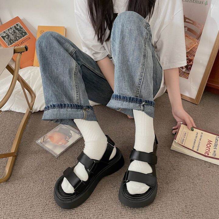 พร้อมส่ง-summer-velcro-sandals-รองเท้าหนังรัดส้นสไตล์เกาหลี