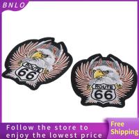 BNLO 2pcs 4.4x3.7inch Route 66 motorcycle Patch ON รูปร่างสัตว์รูปร่าง ใหญ่มากๆ เย็บรูปนกอินทรีบนแผ่นปะ เสื้อผ้างานฝีมือ แพทช์ตลกปัก applique สำหรับกางเกงยีนส์