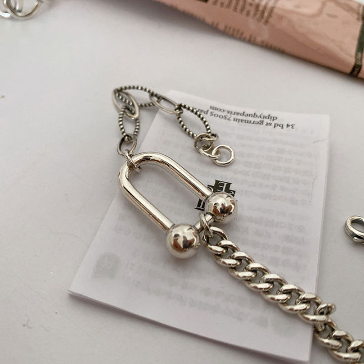 anenjery-vintage-925-sterling-silver-horseshoe-u-shaped-tank-chain-bracelet-for-women-korean-jewelry-s-b455
