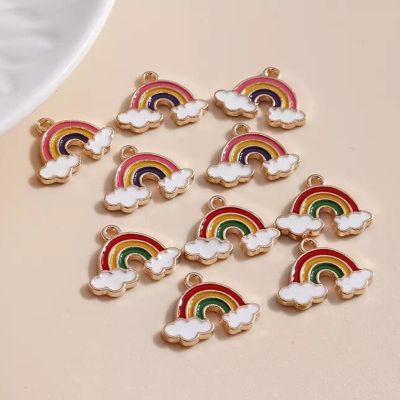 {LTATA temperament}10ชิ้น/ล็อต17X14มม. เคลือบ Rainbow Cloud Charms สำหรับเครื่องประดับ DIY ที่มีสีสัน Charms สร้อยคอจี้ต่างหูทำ