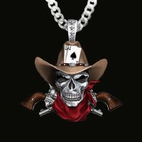 Boho Vintage Men amp; 39;s Gothic Punk Cowboy Hat Skull Pendant Necklace HipHop Men amp; 39;s Rock Biker Chain Necklace for Men Party Jewelry