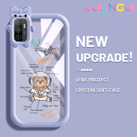 Jjlingji เคสสำหรับ OPPO A53 2020 4G A53s 4G A33 A32 2020 A11s เคสการ์ตูนน่ารักนาซ่านักบินอวกาศหมีลวดลายเคสกันกระแทกซิลิโคนนิ่มหนาทนทานต่อการตกและเคสโทรศัพท์แบบใสทนทานต่อการเสียดสี