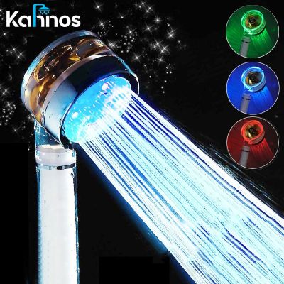 Led Shower Head Color Bathroom Handheld Turbo Propeller Water Saving Shower Head High Pressure Filter Temperature Sensor Shower  by Hs2023